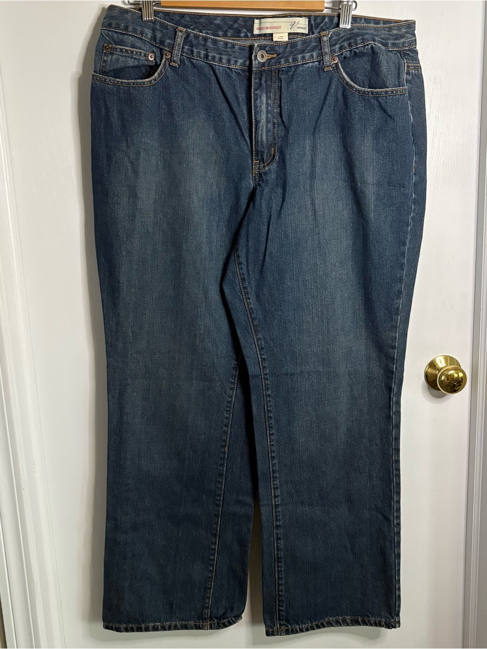 Venezia Sz 18 Rigid Bootcut Jeans Blue Dark Wash Denim 5-Pocket Cotton Cowgirl